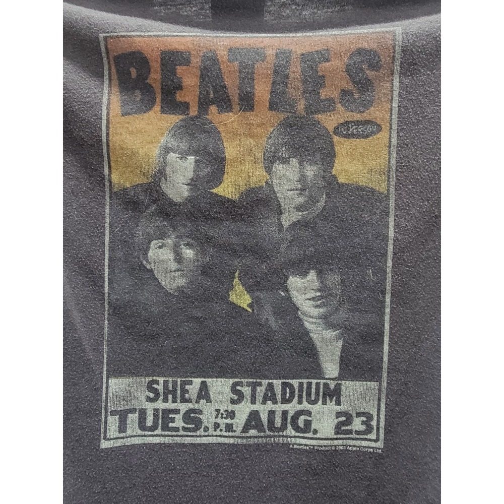The Beatles Graphic T Shirt Womens Size S Gray Band T Shea Stadium Vintage Style - Picture 4 of 6